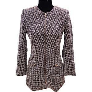 Zara Basic Women's Blue and White Textured Frock Coat Size Small